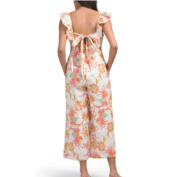 Taylor Flutter Strap Floral Tie Back Jumpsuit Size XL - Picture 2 of 6